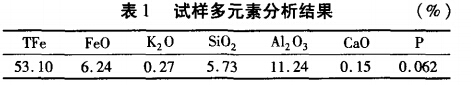 试样多元素分析结果